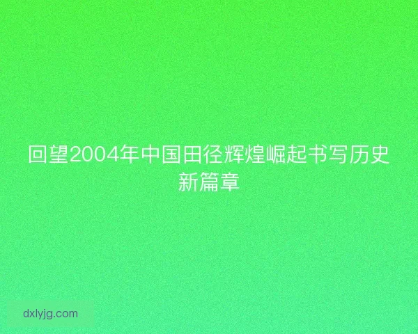 回望2004年中国田径辉煌崛起书写历史新篇章