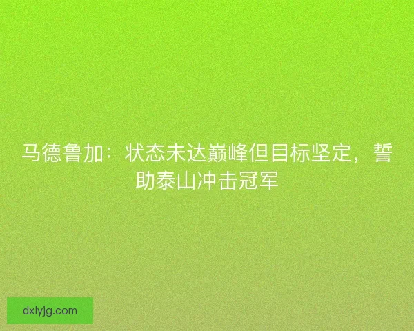 马德鲁加：状态未达巅峰但目标坚定，誓助泰山冲击冠军